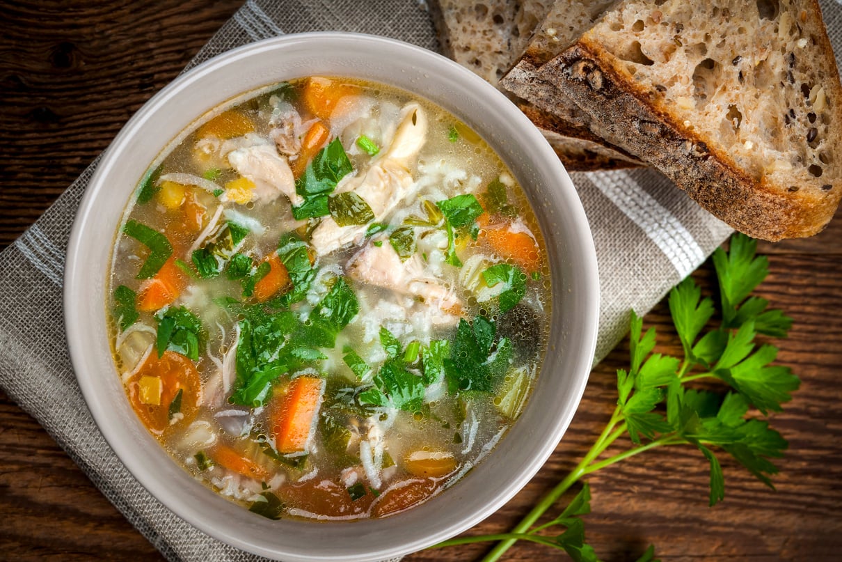 Chicken Soup with Rice and Vegetables